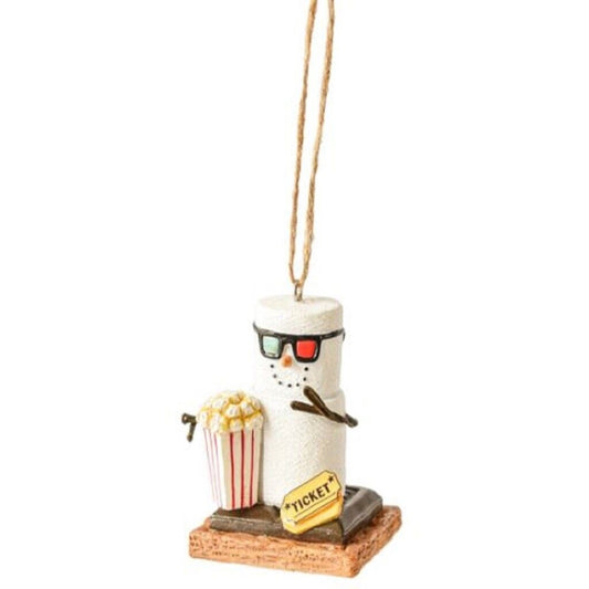 Ganz Smores Movie Buff Marshmallow Snowman Resin Holiday Christmas Ornament 2.6 inch