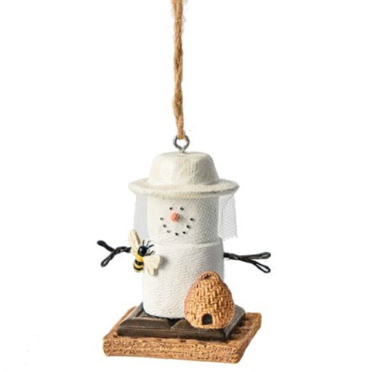 S'mores Bee Keeper Marshmallow Snowman Holiday Christmas Ornament