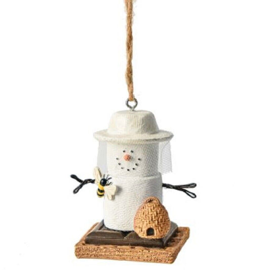 S'mores Bee Keeper Marshmallow Snowman Holiday Christmas Ornament