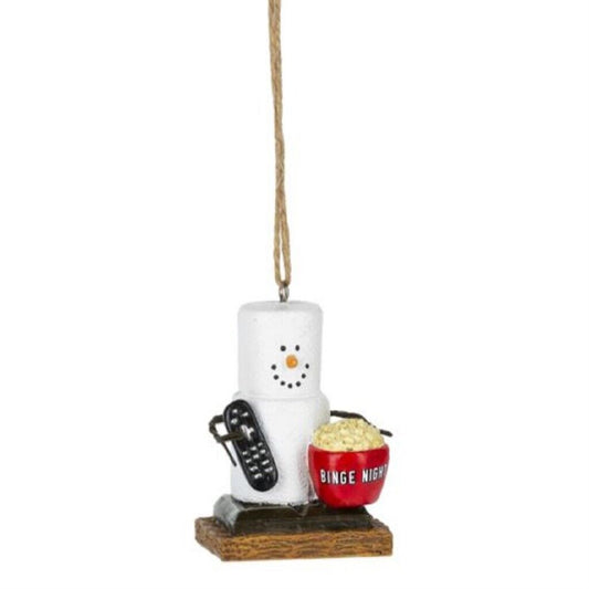 Ganz Smores Binge Tv Marshmallow Snowman Resin Holiday Christmas Tree Ornament 2.75 inch