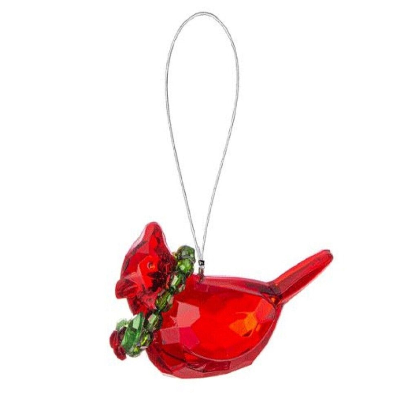 Red Merry Cardinal Acrylic Christmas Tree Ornament 2.5 Inch