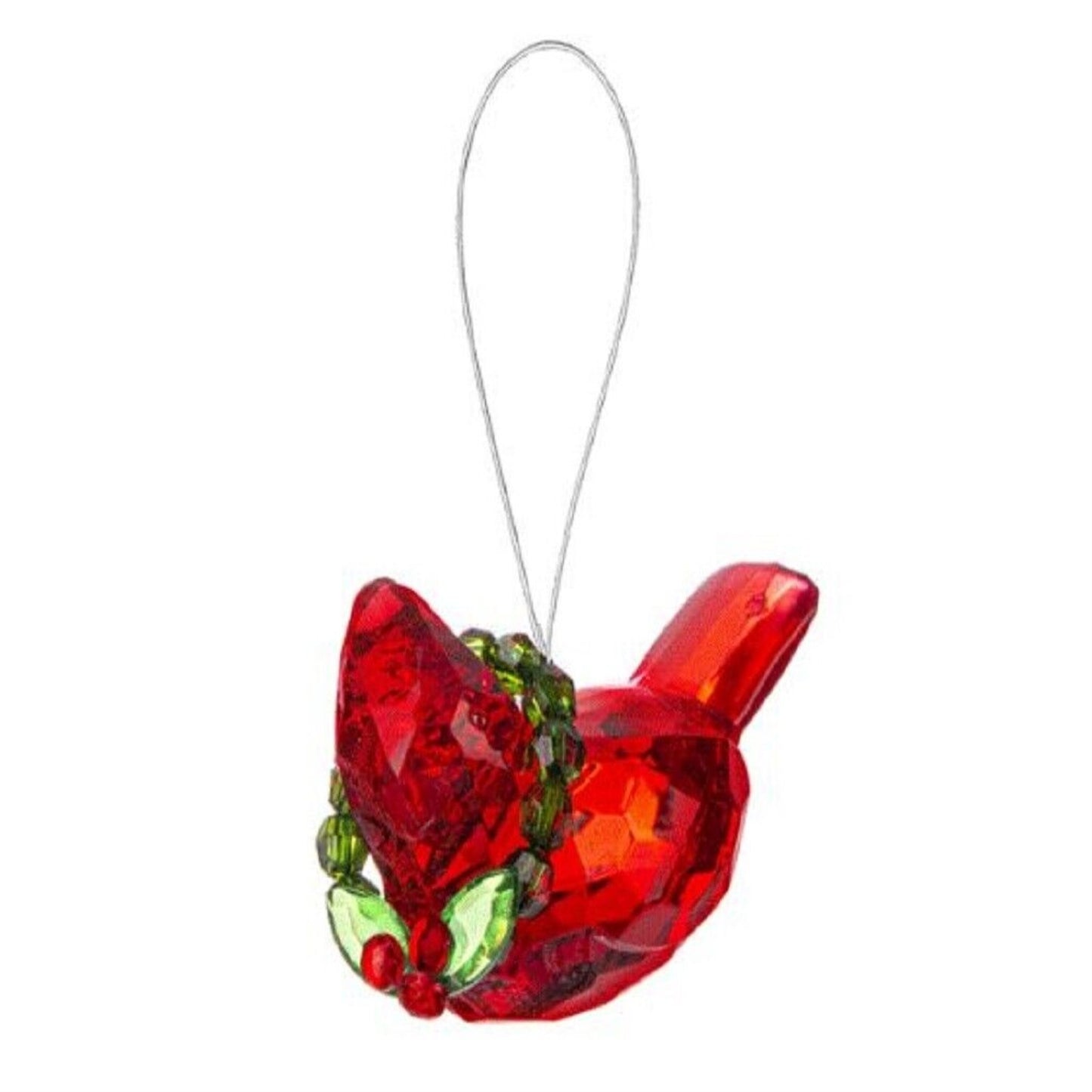 Red Merry Cardinal Acrylic Christmas Tree Ornament 2.5 Inch