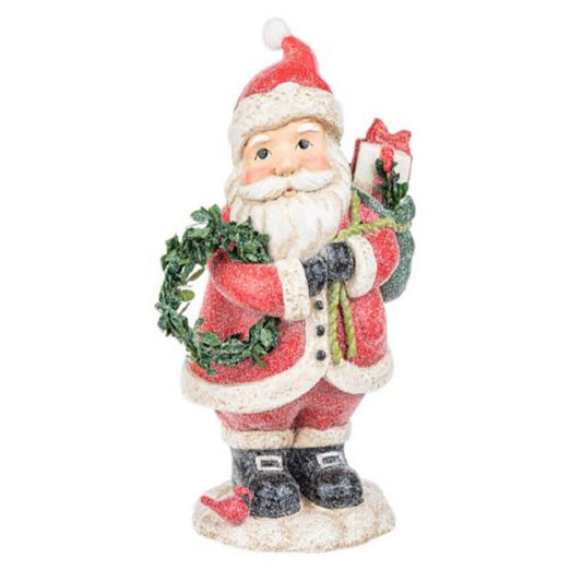Ganz Santa Claus with Wreath and Presents Paper Pulp Christmas Figurine 10 Inch