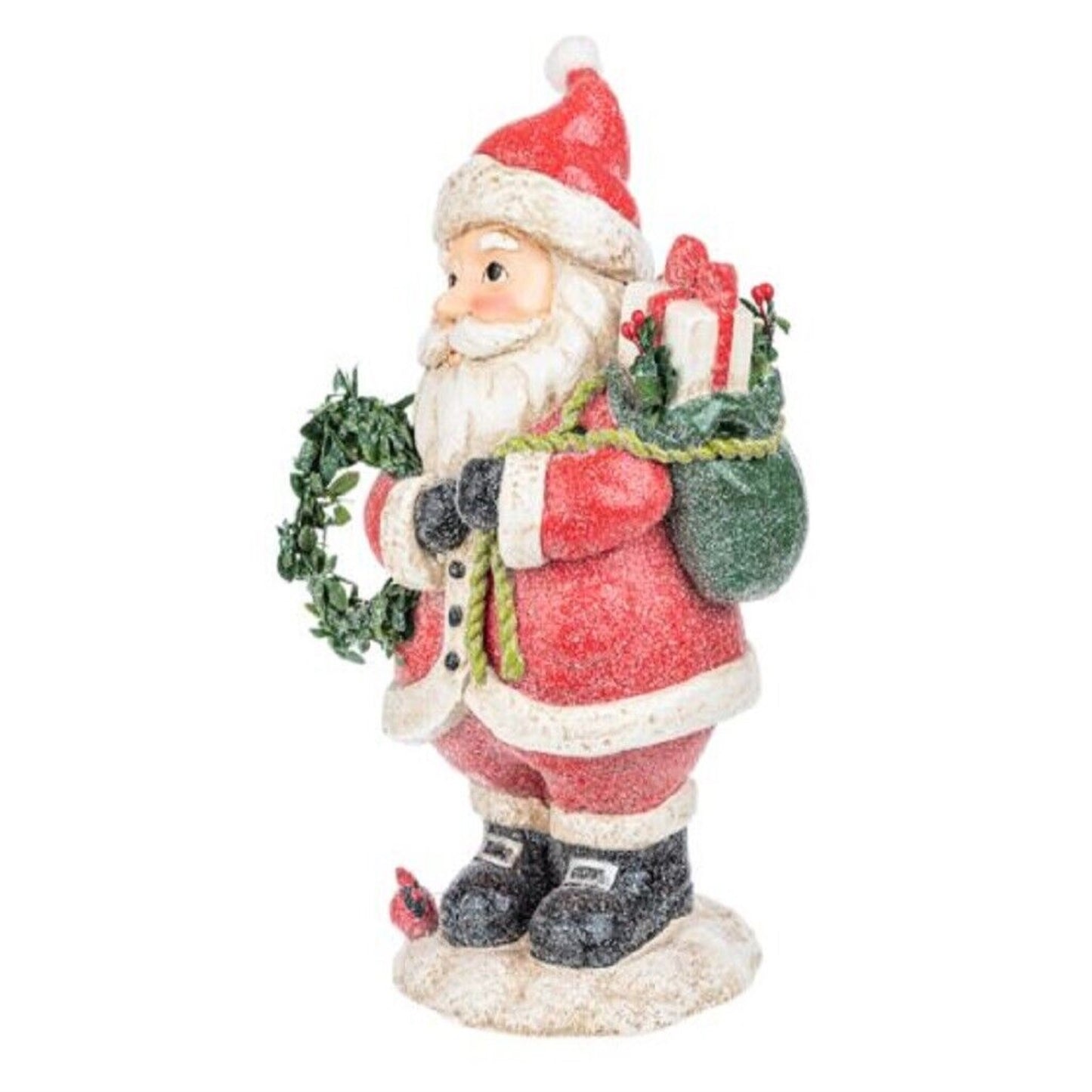 Ganz Santa Claus with Wreath and Presents Paper Pulp Christmas Figurine 10 Inch