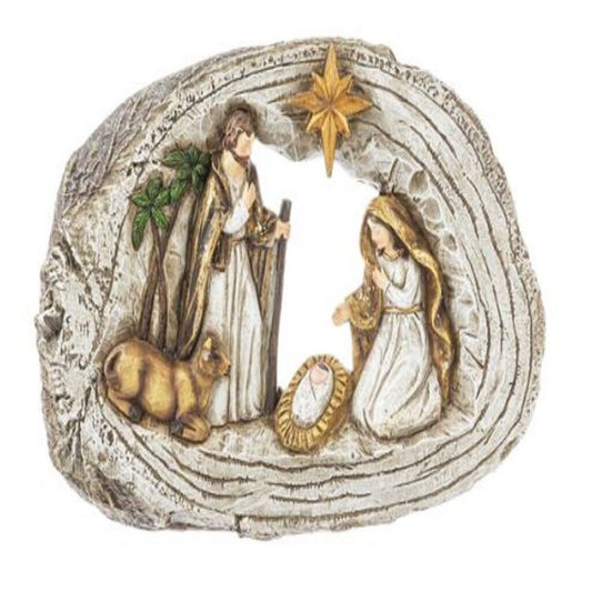Ganz Nativity Scene Log Look Figurine Wood Brown 8 by 5.5 inches