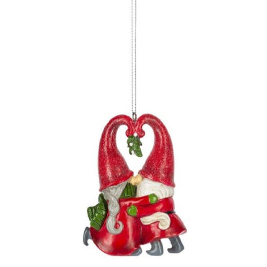 Ganz Gnome Kissing Christmas Tree Ornament 3.5 Inch Multicolor