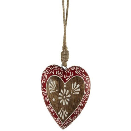 Flower Heart Wooden Christmas Ornament 3 inch