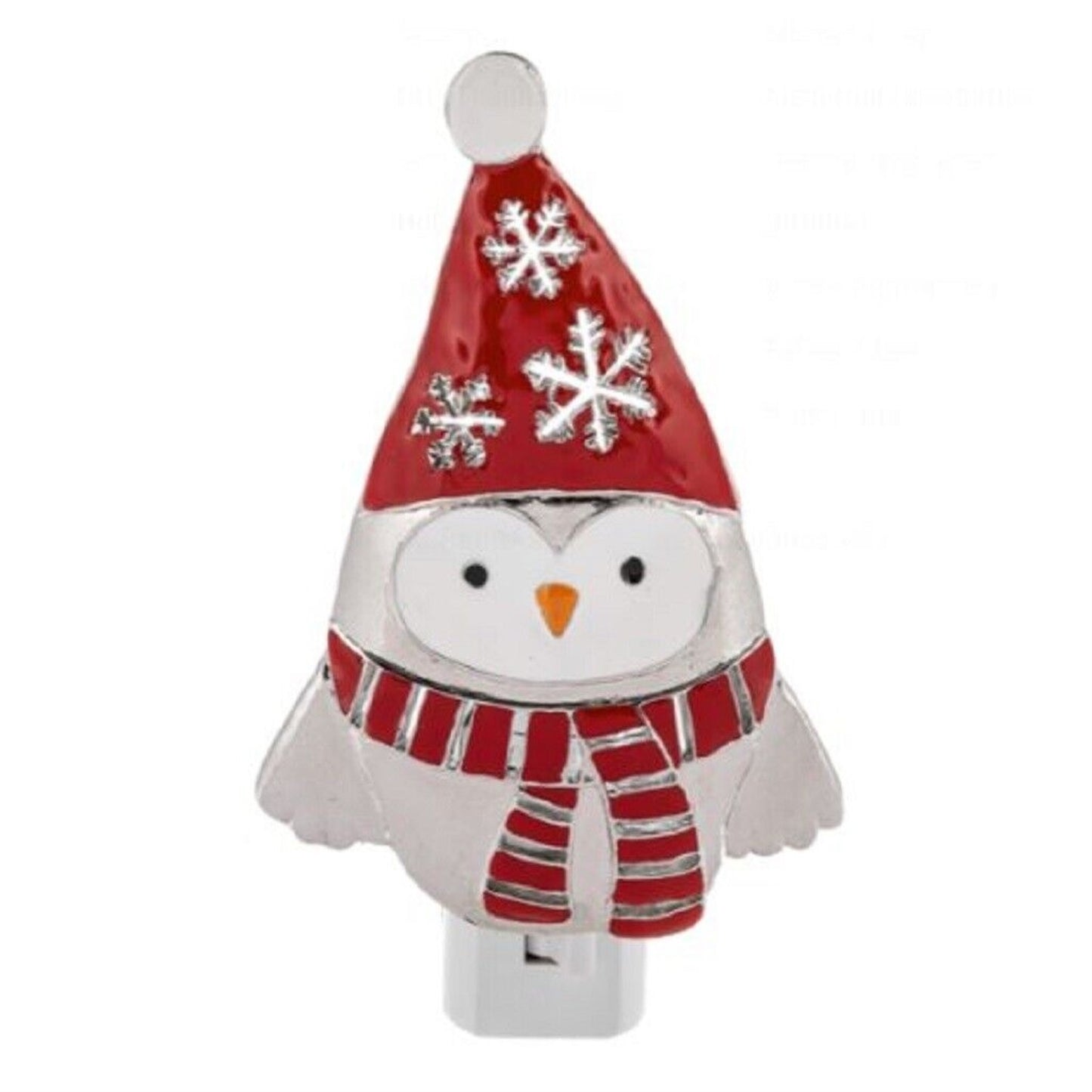 Ganz Winter Bird in Red Snowflake Hat Zinc Plug In Night Light 5.5 Inch