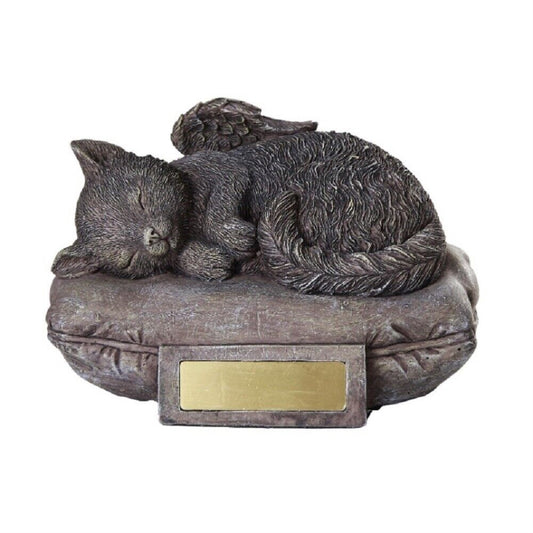 Pet Memorial Angel Cat Sleeping On Pillow Cremation Urn Bottom Load 30 Cubic Inch