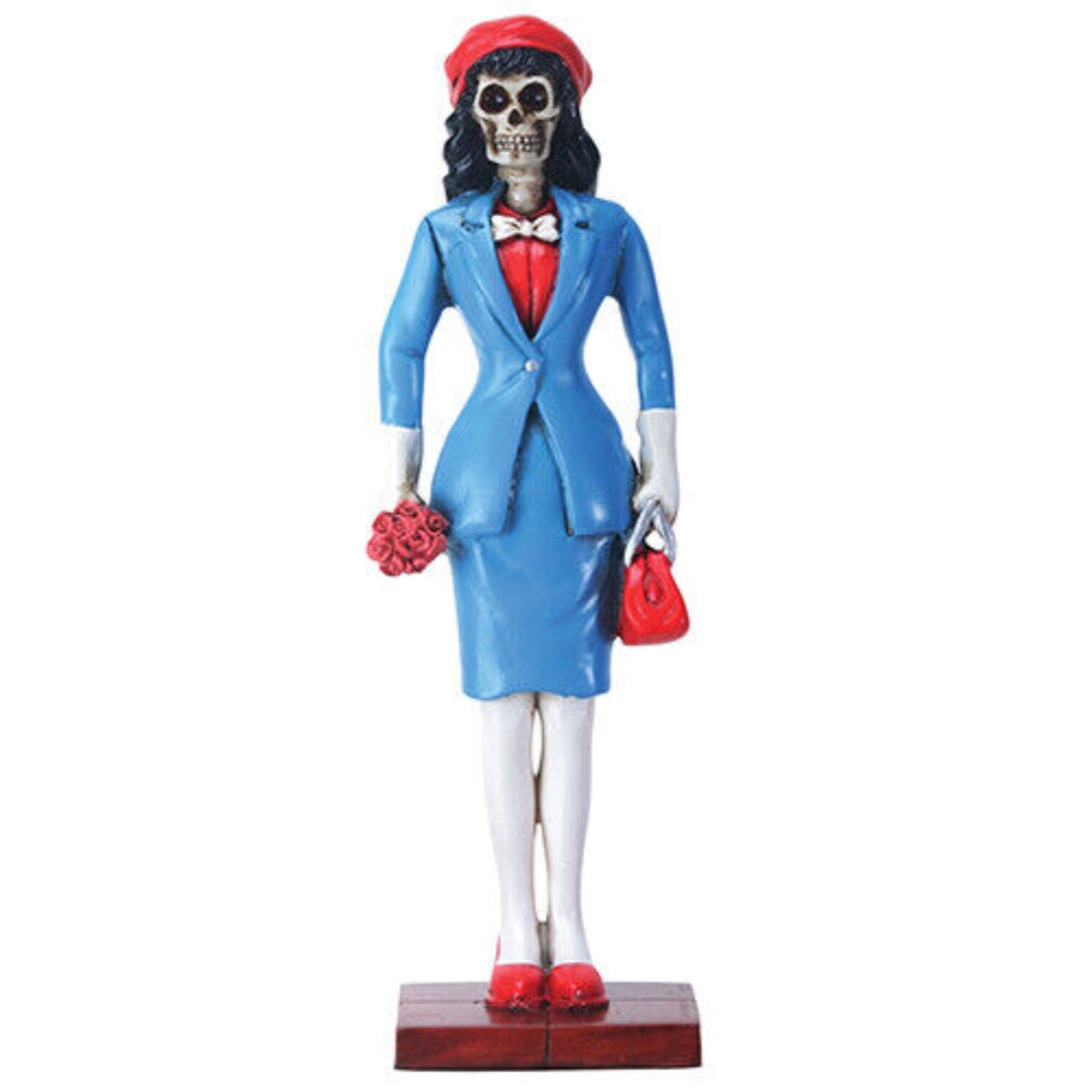 La Dama Skeleton in Blue Dress Suit Day of the Dead Dia de los Muertos Figurine