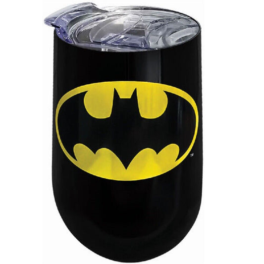 DC Comics Batman Logo Stainless Steel Double Wall Insulated Wine Tumbler Mug 16 ounce