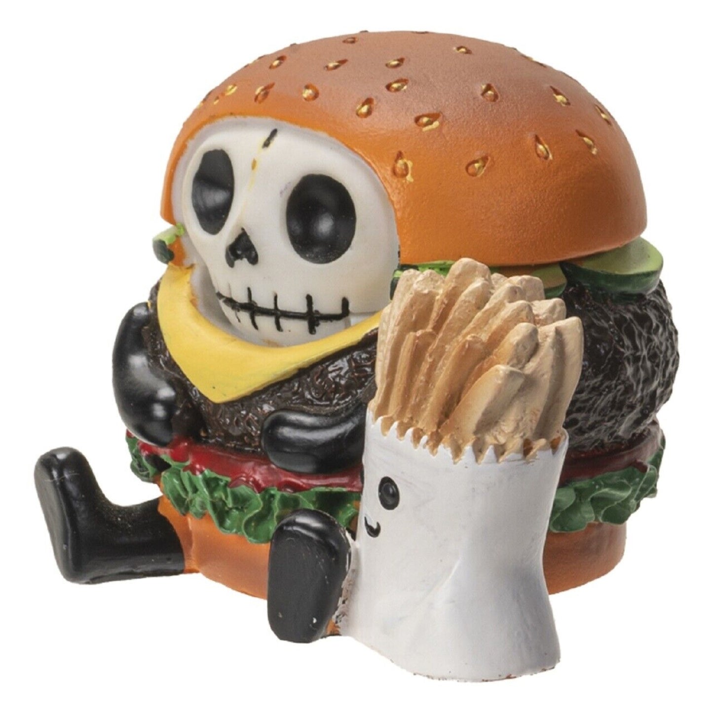 Furrybones Burger and Fry Skeleton in Costume Figurine 3.2 Inch Multicolor