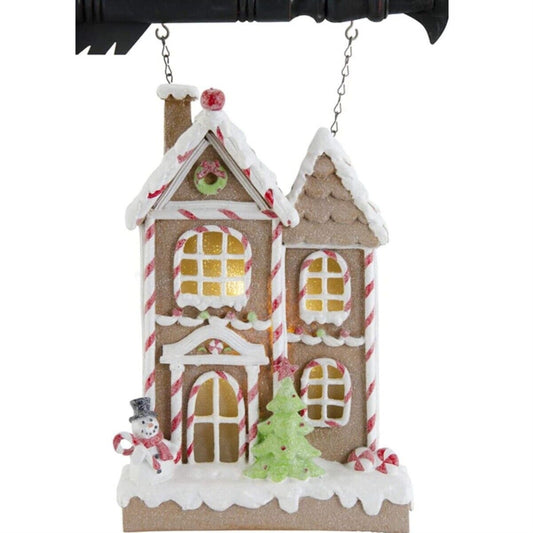 K&K Interiors Brown Glittered Frosted LED Gingerbread House Arrow Replacement Sign 13 inch - Arrow Sold Separately