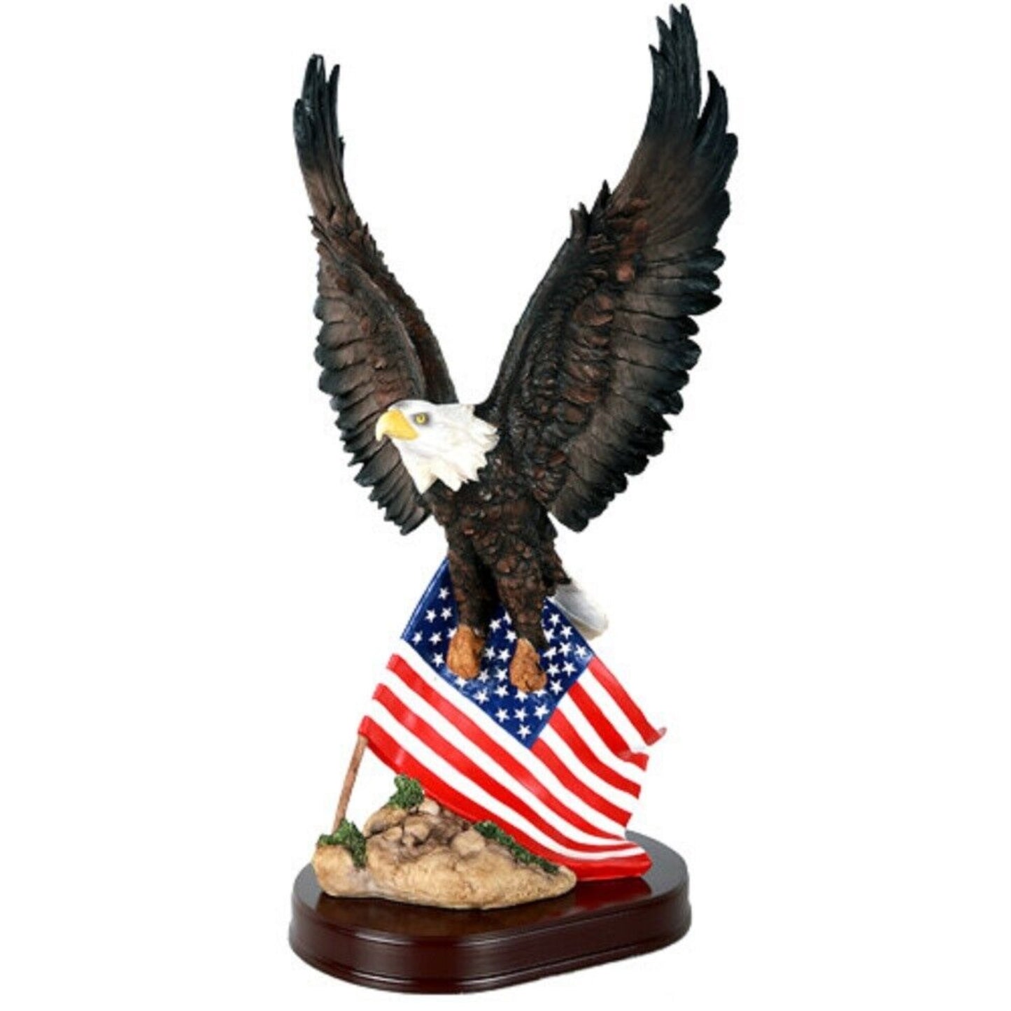 American Eagle with American Flag Stars and Stripes Old Spangled Banner Statue Figurine Home Decor 18 Inch