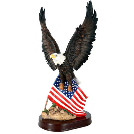 American Eagle with American Flag Stars and Stripes Old Spangled Banner Statue Figurine Home Decor 18 Inch