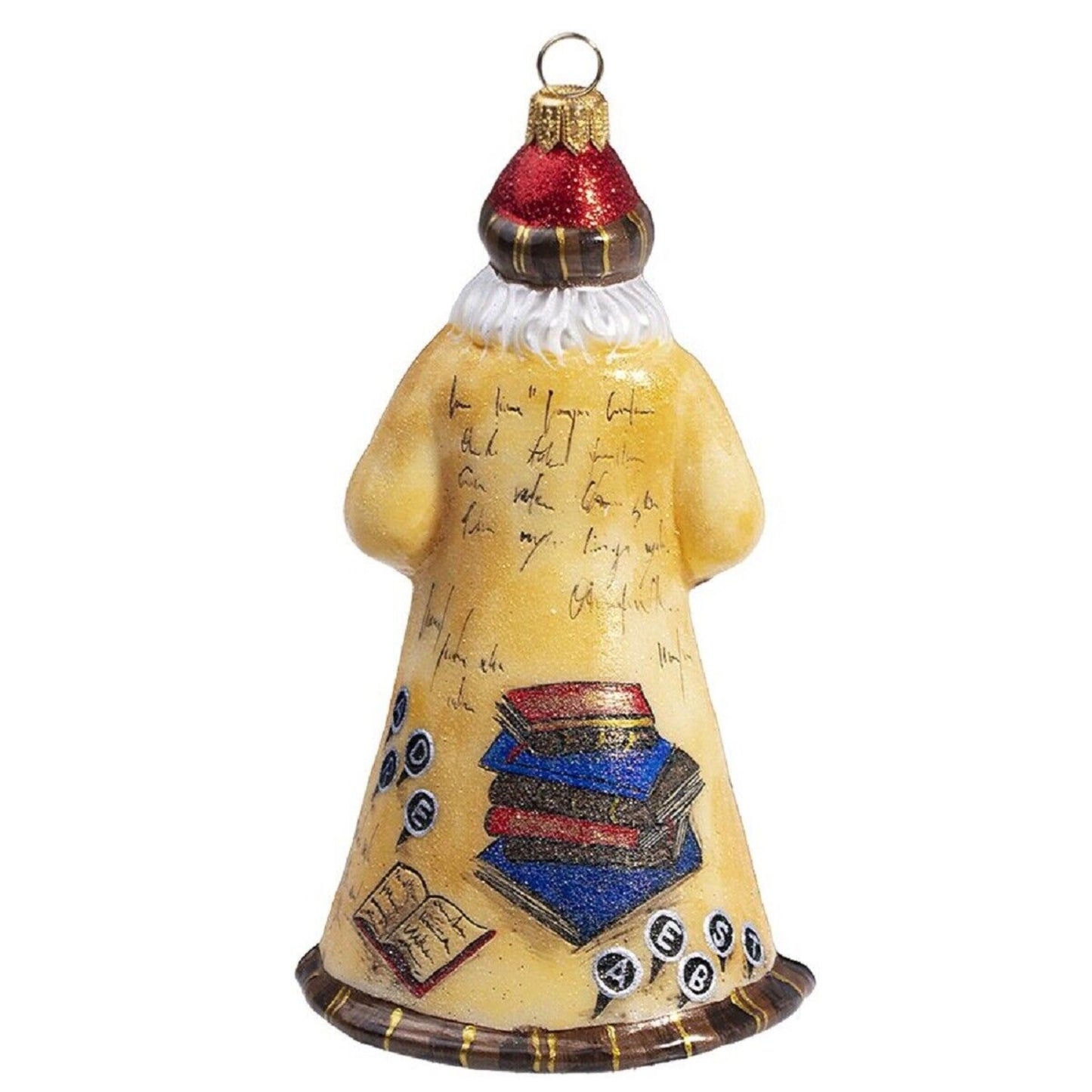Joy To The World Glitterazzi Bookworm Santa Polish Glass Ornament