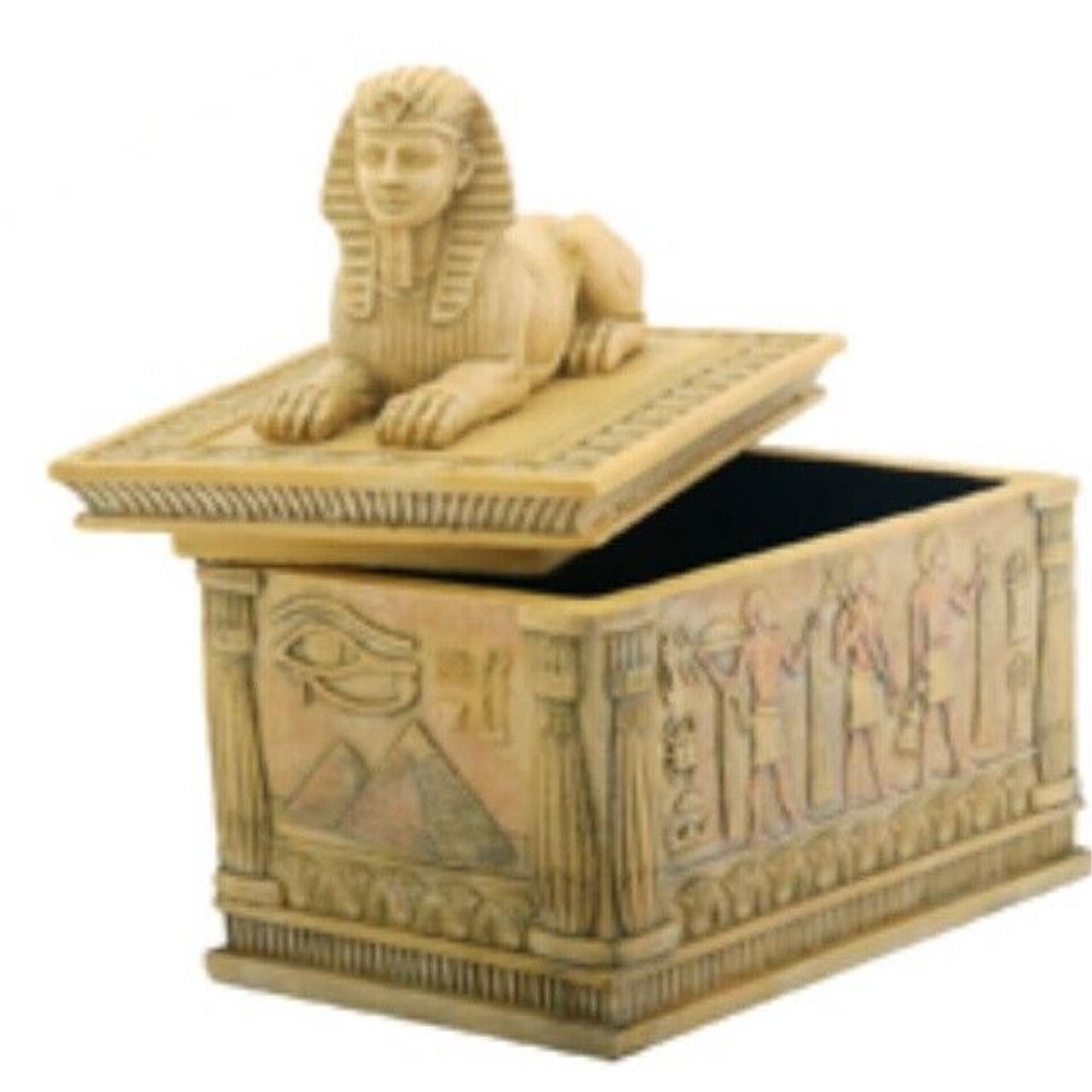 Ancient Egyptian Sphinx with Hieroglyphics Jewelry Trinket Box