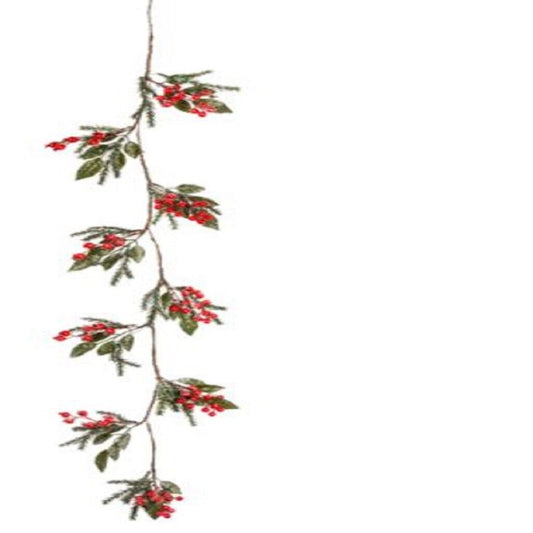 Ganz Red Berry and Leaf Christmas Garland Strand 48 Inch Multicolor