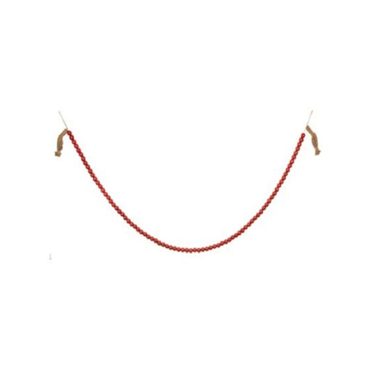 Ganz Oversized Red Wood Beaded Garland Strand 80 Inches Long