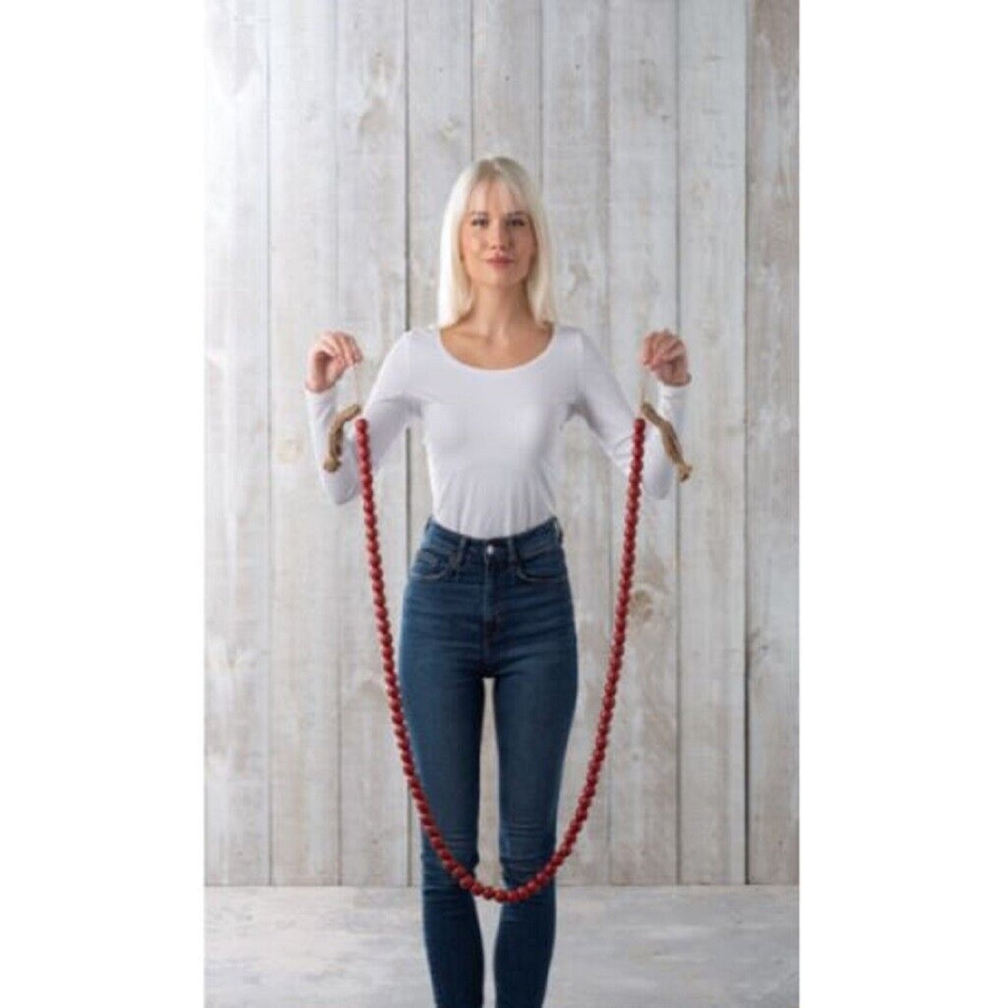 Ganz Oversized Red Wood Beaded Garland Strand 80 Inches Long