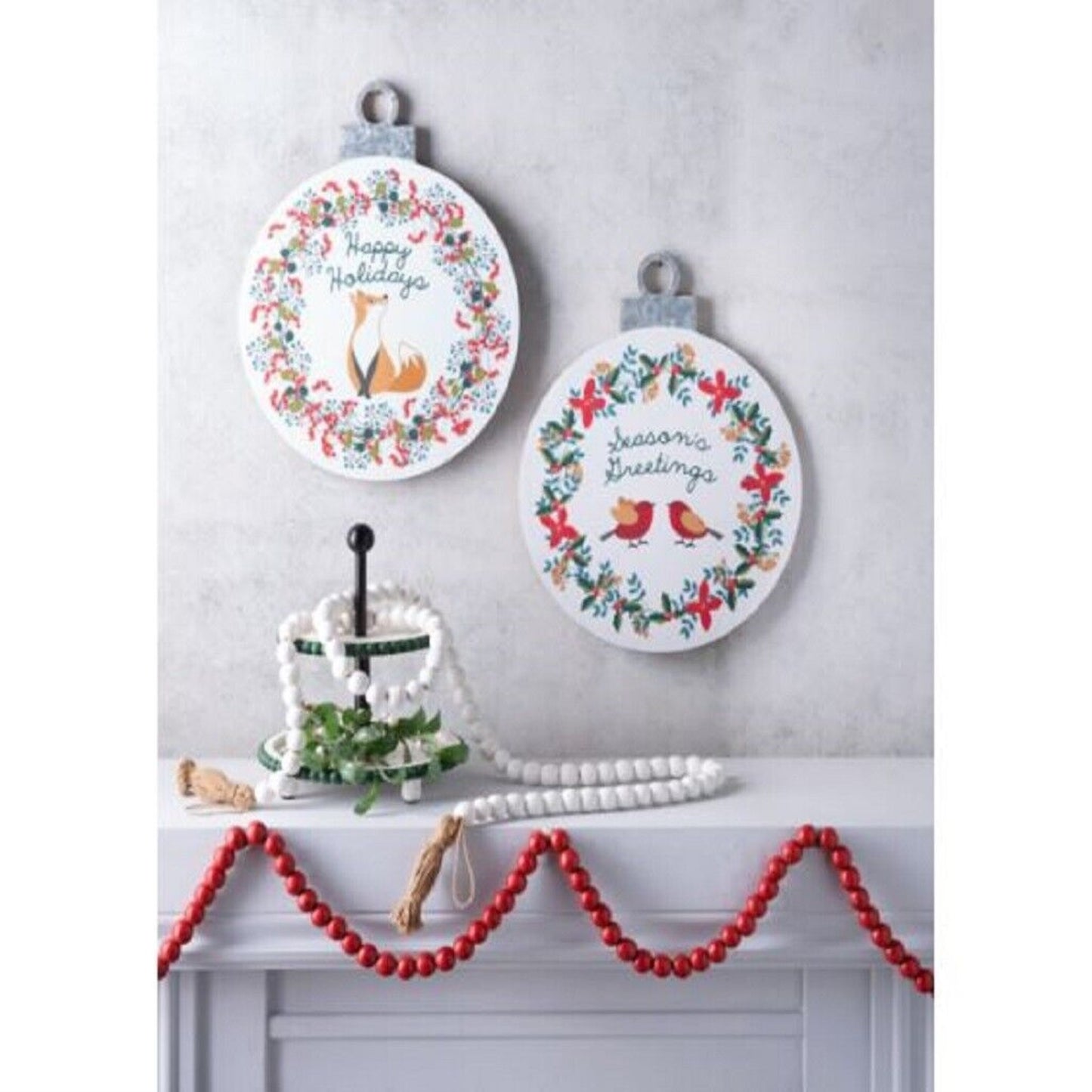 Ganz Oversized Red Wood Beaded Garland Strand 80 Inches Long