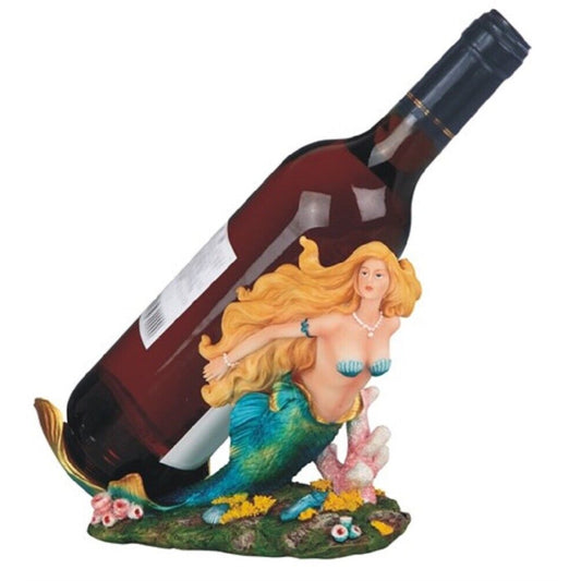 Turquoise Mermaid Decorative Wine Bottle Holder Nautical Sea Life Kitchen Decor 8 x 6.25 inch