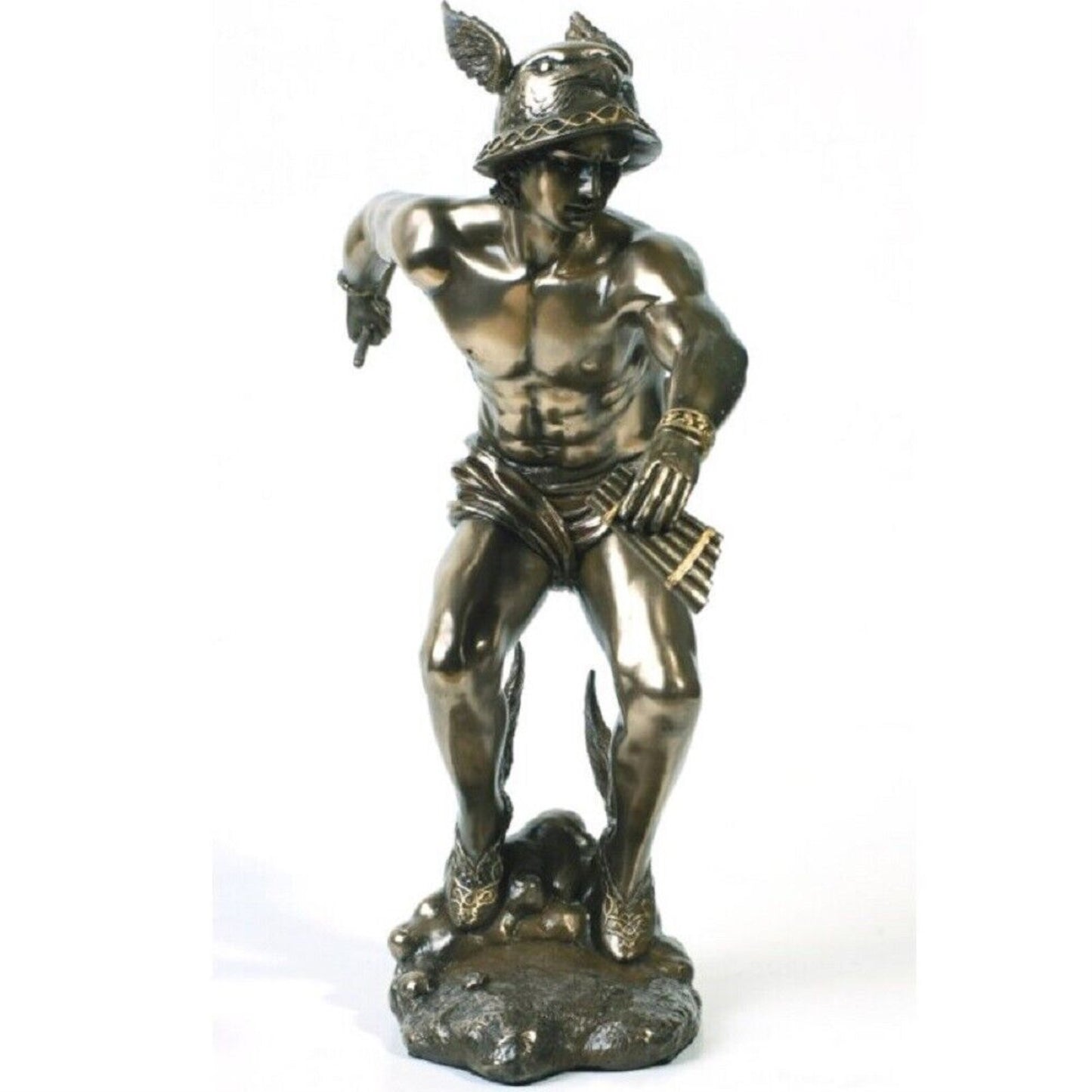 Greek God Hermes Bronzed Finish Resin Statue 9 inch