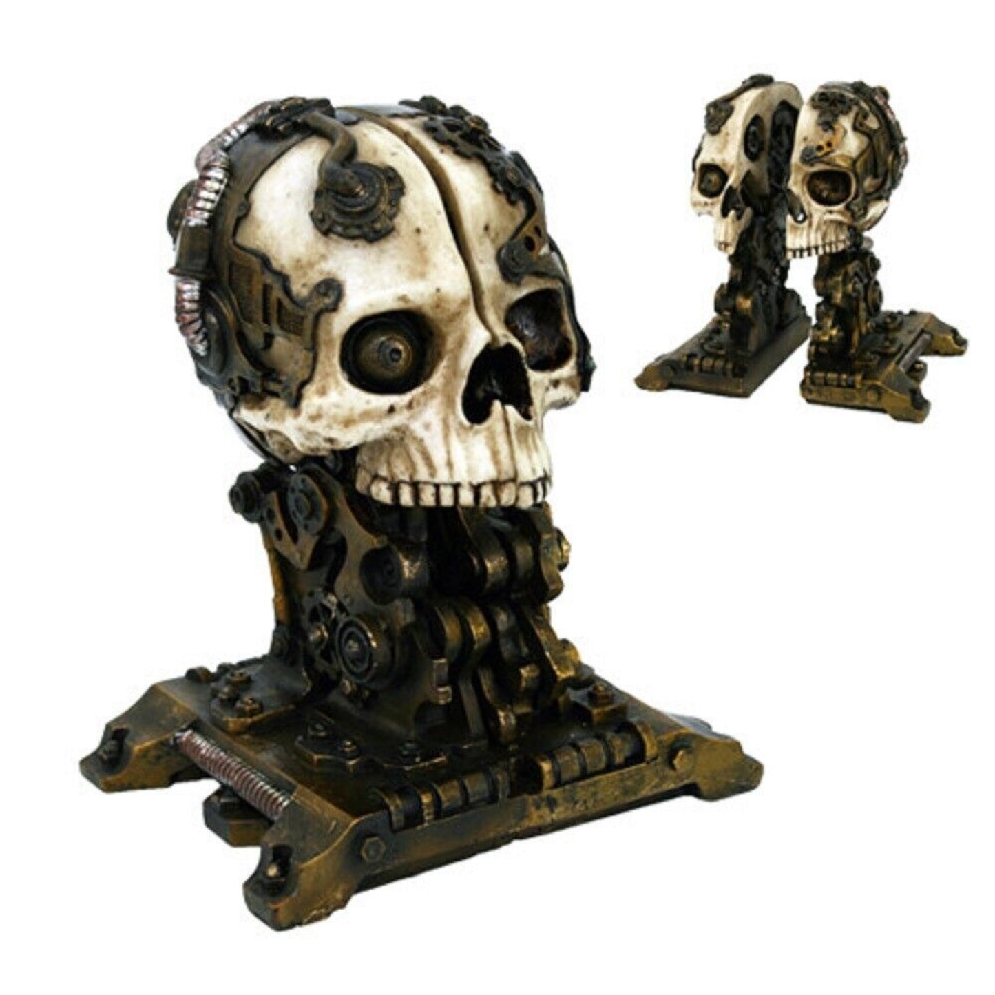 Steampunk Skull Bookends Collectible Figurine 7.7 x 6.3 inch