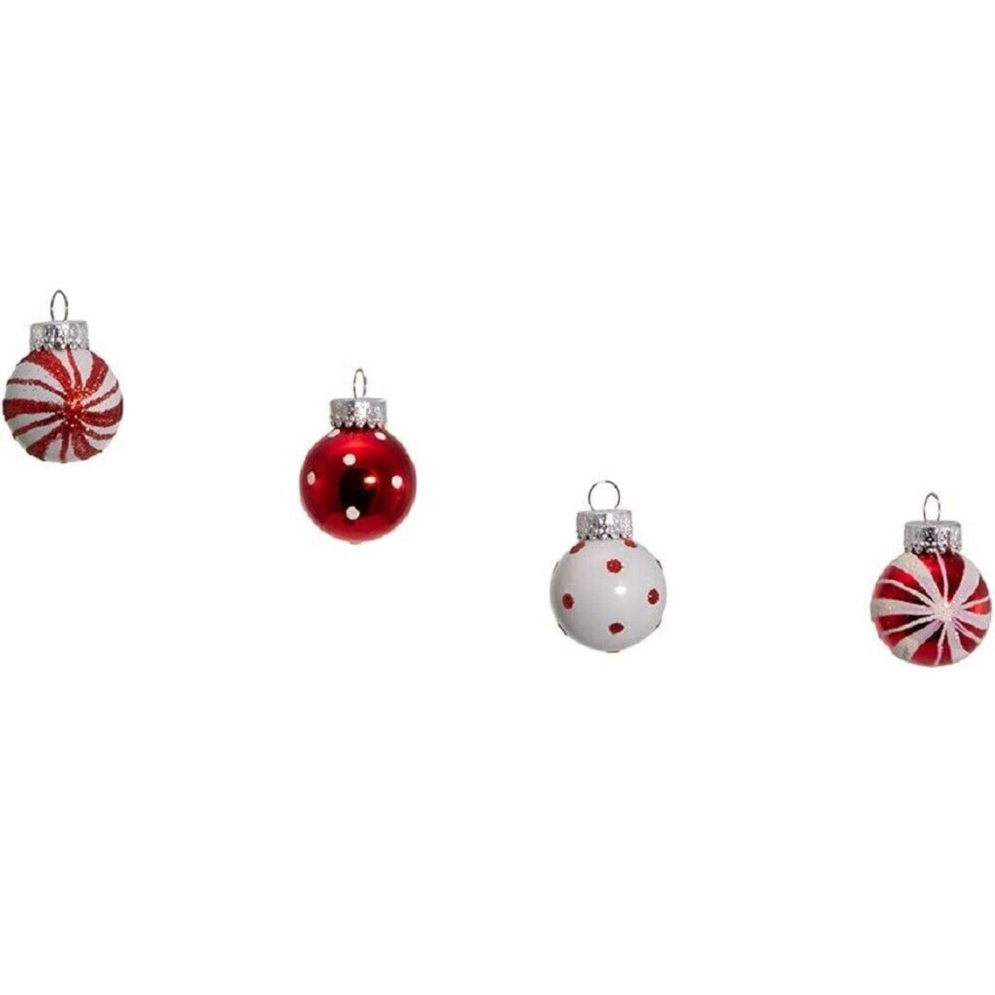 Kurt Adler 25mm Red and White Glass Deco Balls Miniature Christmas Tree Ornaments 12 piece set 1 inch