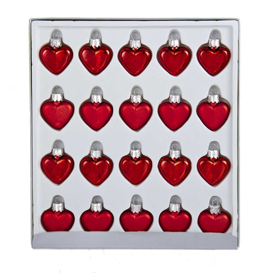 Kurt Adler Petite Treasures Mini Red Heart Glass Ornaments 20 Piece Set 1 inch