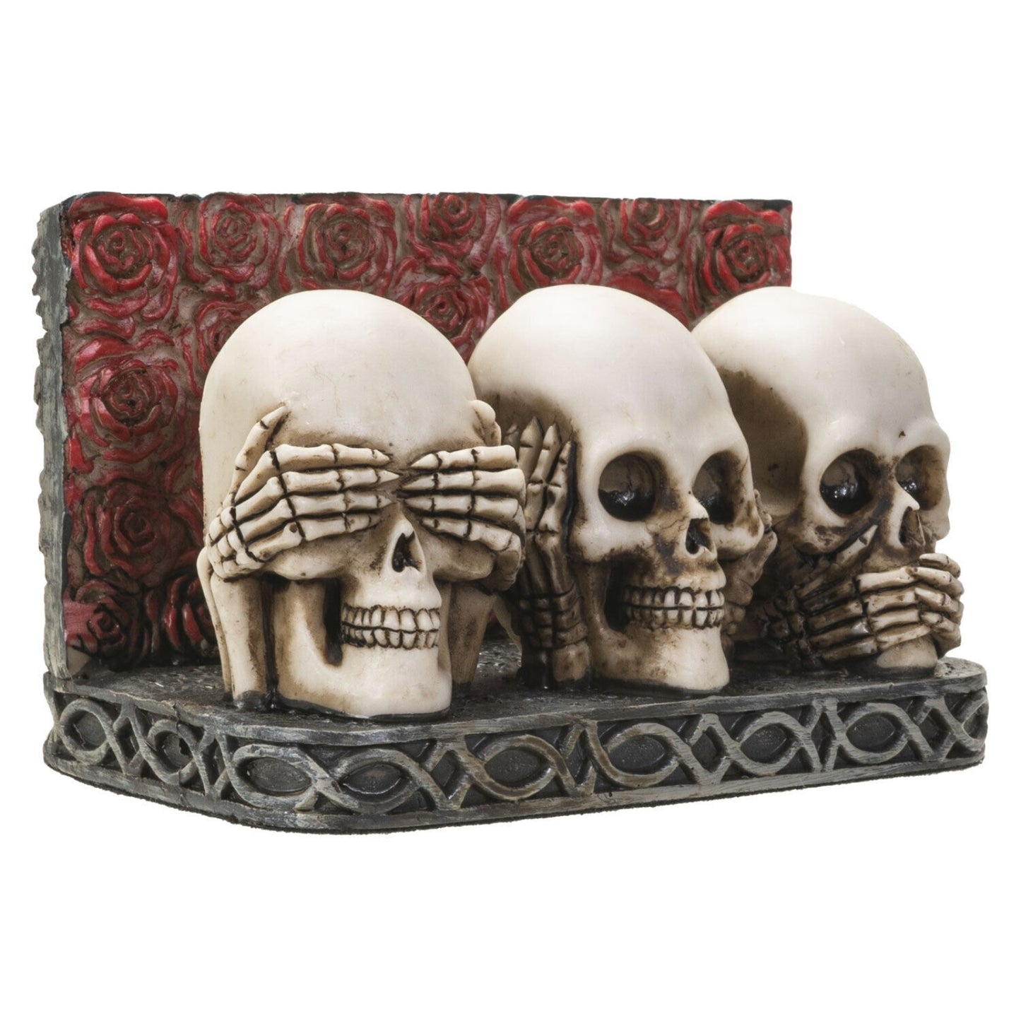 See Hear and Speak No Evil Skeletons Resin Card Display Holder
