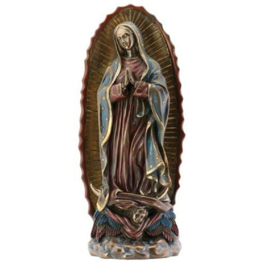 Our Lady of Guadalupe Virgin Mary Resin Statue Figurine Bronze Color 8 inch