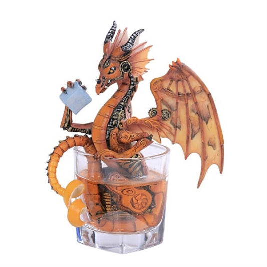 Drinks and Dragons Series Steampunk Winged Dragon Resin Figurine by Stanley Morrison 7 inch