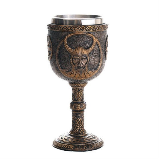 Norse Mythology Trickster God Loki Wine Goblet Chalice Cup Resin Body Stainless Steel Cup 7 ounce