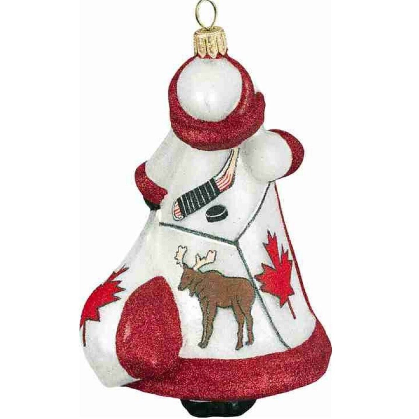 Joy to the World Canadian Santa with Moose Polish Glass Glitterazzi Christmas Ornament