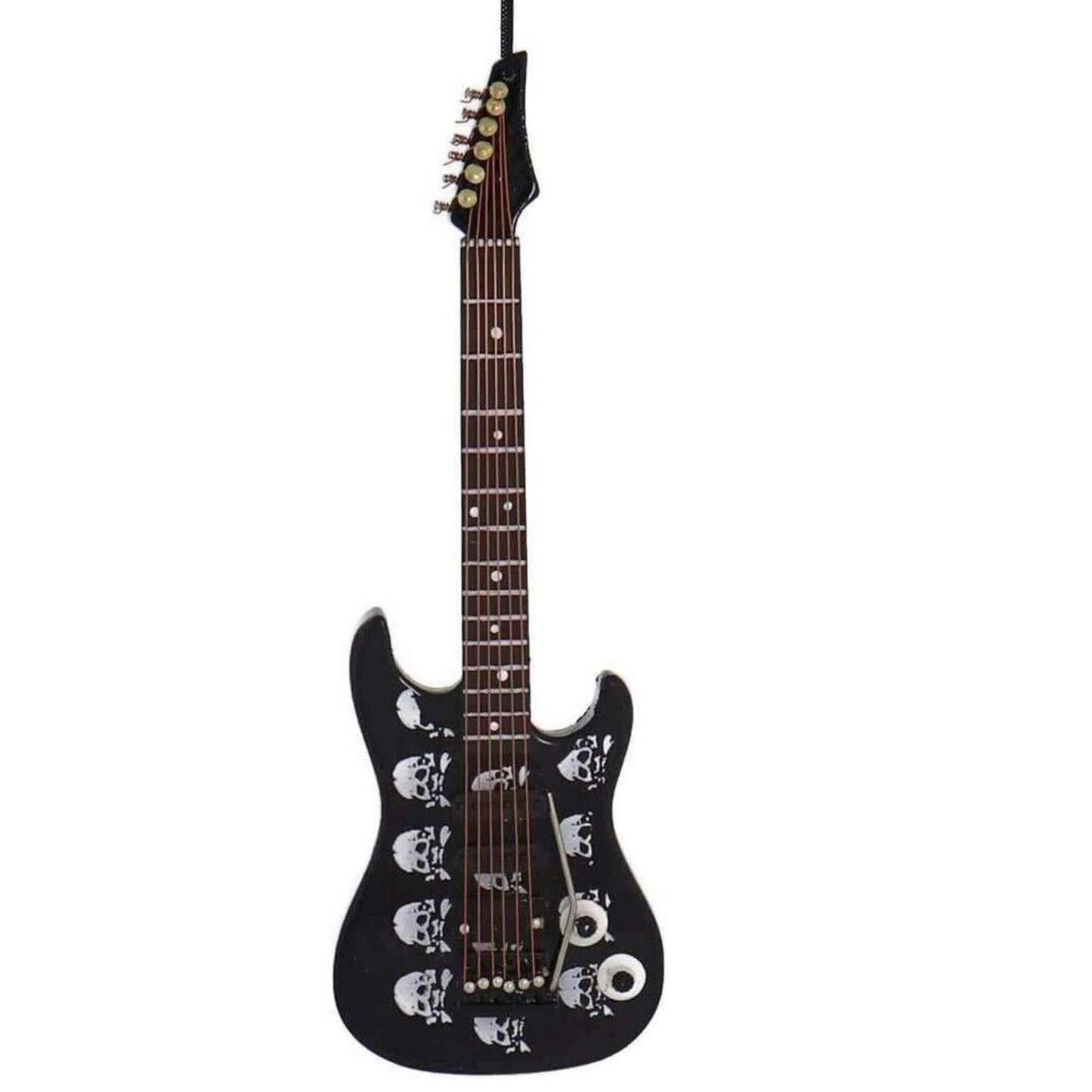 Skull Design Electric Guitar Music Instrument Replica Christmas Ornament, 5 inch