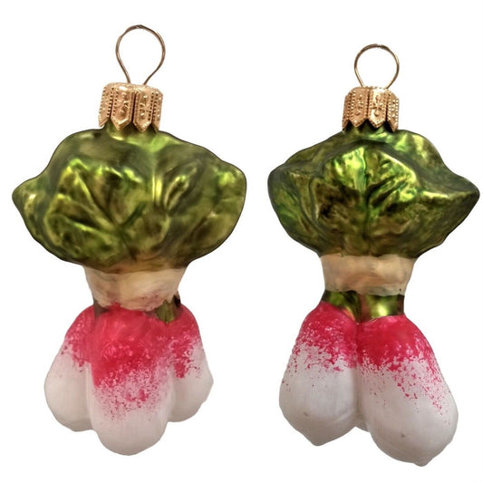 Pinnacle Peak Trading Radish Vegetable Polish Mouth Blown Glass Christmas Ornament Set of 2