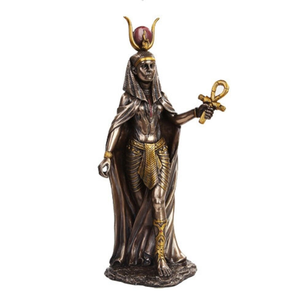 Egyptian Hathor Mythological Goddess Bronze Finish Resin Figurine 11 inch