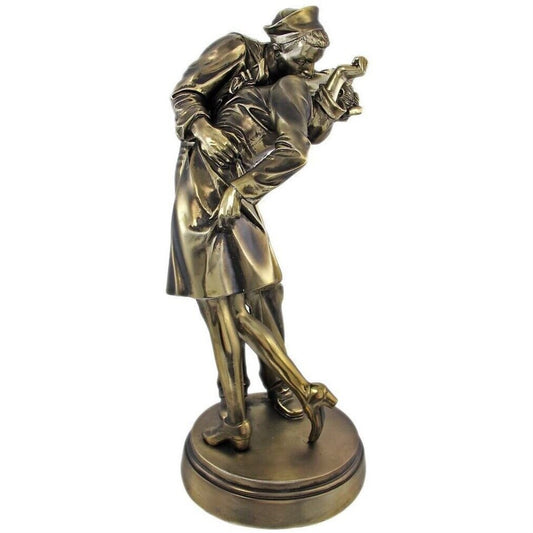 Sailor Kissing Nurse Historic Navy Scene Resin Statue Figurine 12 inch