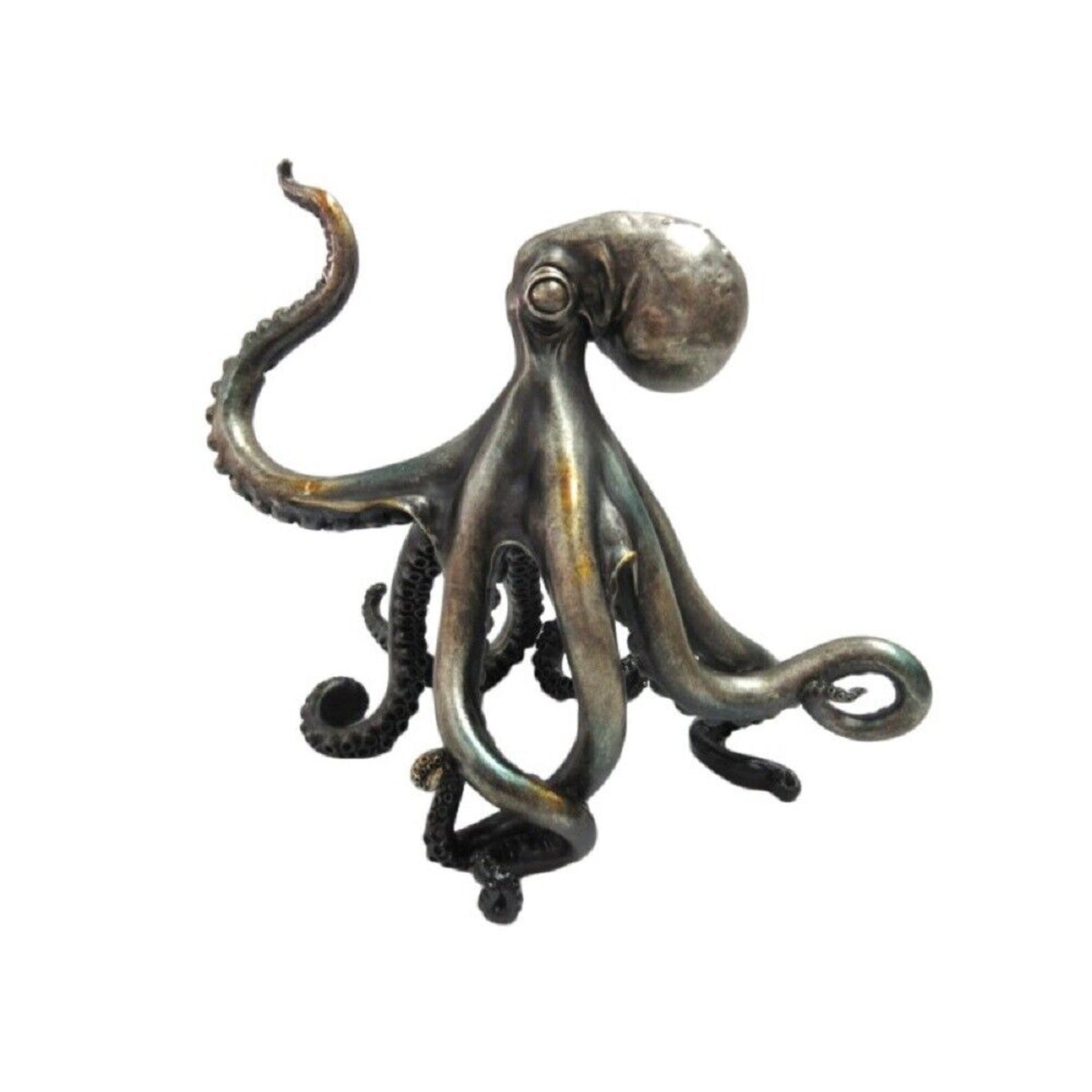 Rustic Silver Octopus Home Decor Standing Figurine 10.25 inch