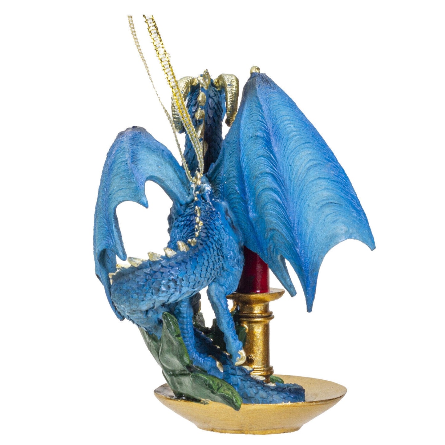 Blue Dragon and Candle Christmas Tree Ornament 5 inch