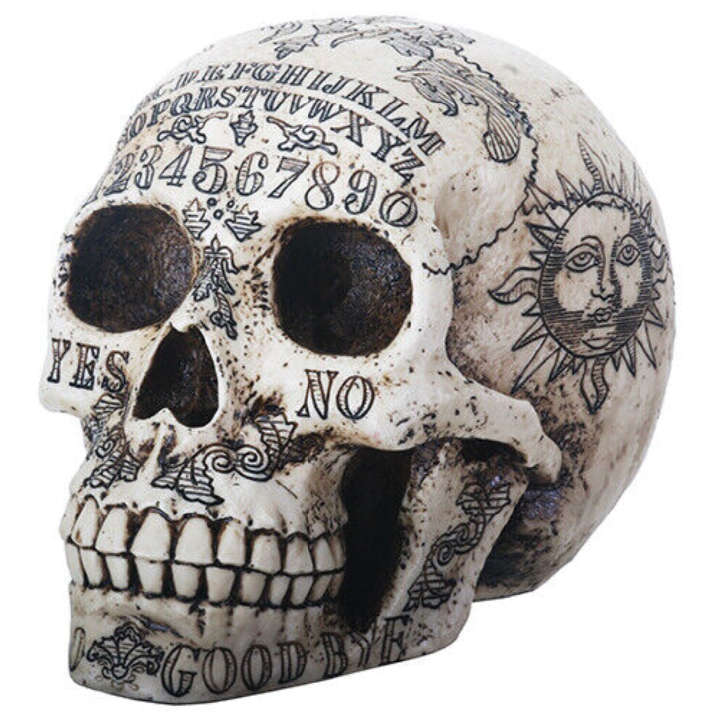 Paranormal Skull Head with Ouija Symbols Collectible Figurine 6.25 inch
