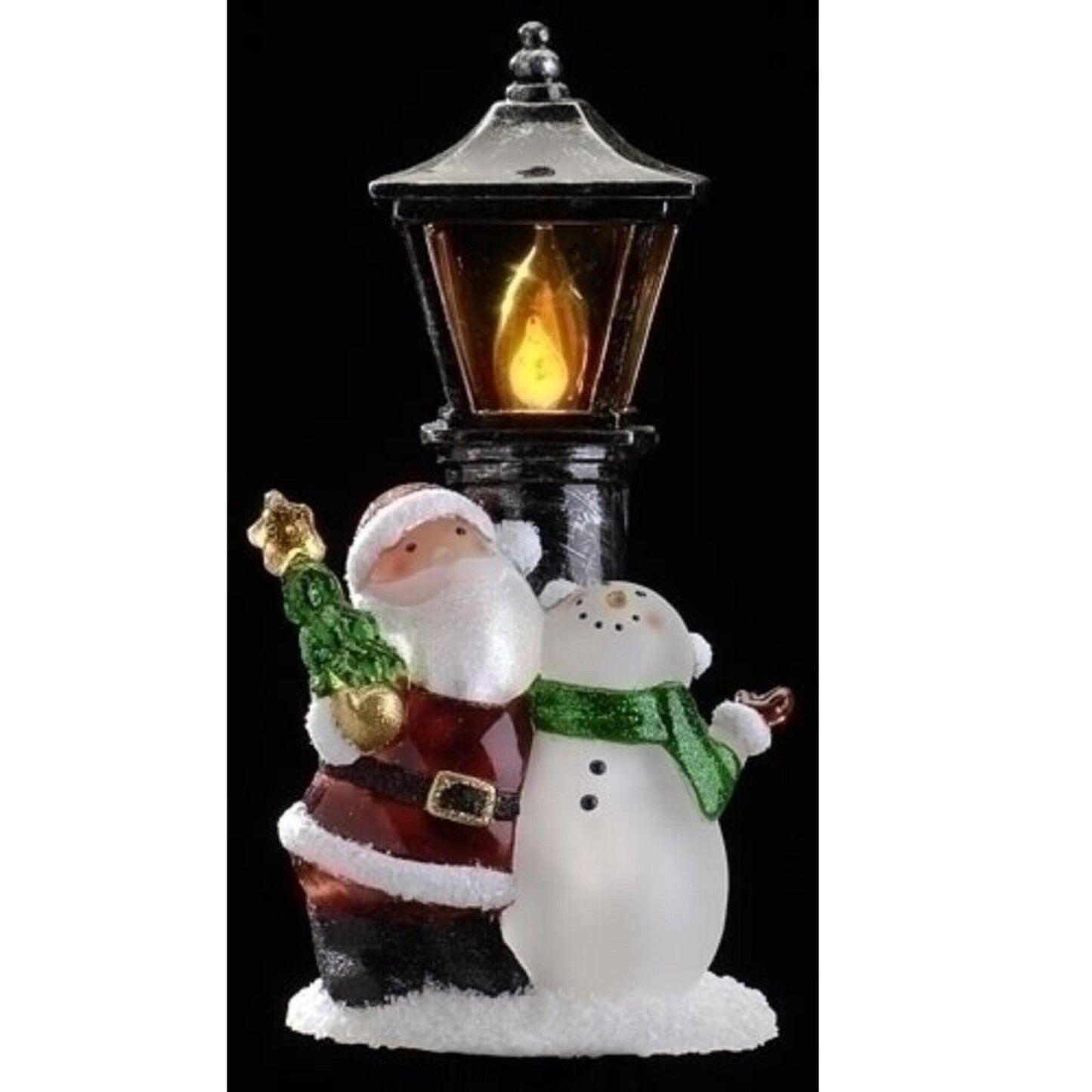 Roman Santa and Snowman with Lamp Post Plug in Night Light 7 inch
