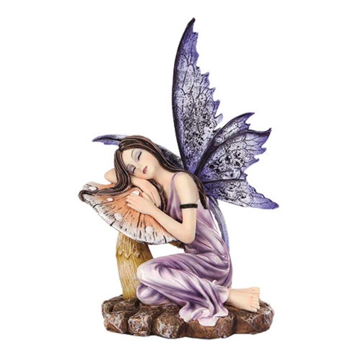 Fairyland Purple Fairy Sleeping on Mushroom Statue Figurine 5.25 inch