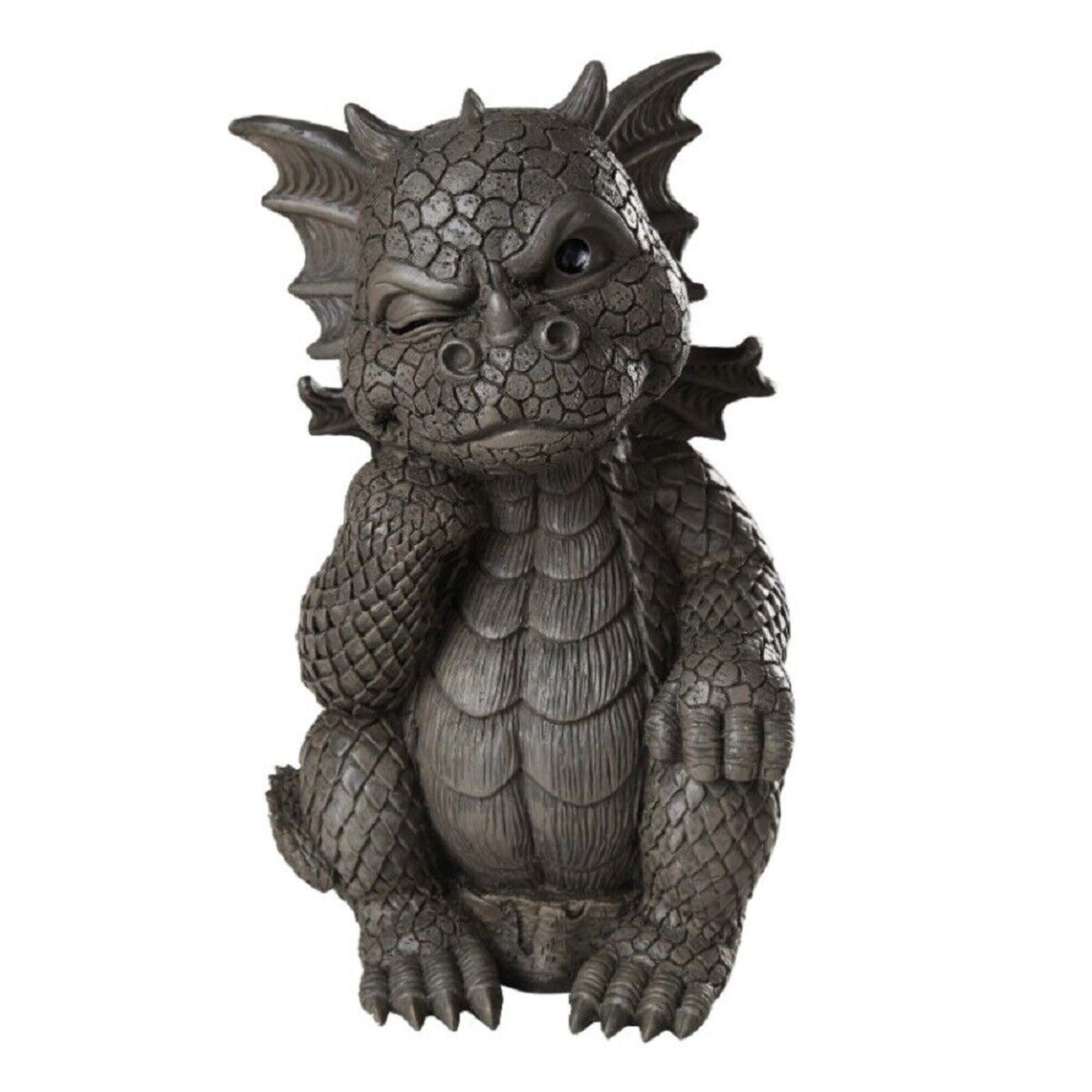 Thinker Dragon Garden Display Decorative Accent Statue Sculpture Resin Stone Look 10 inches Tall