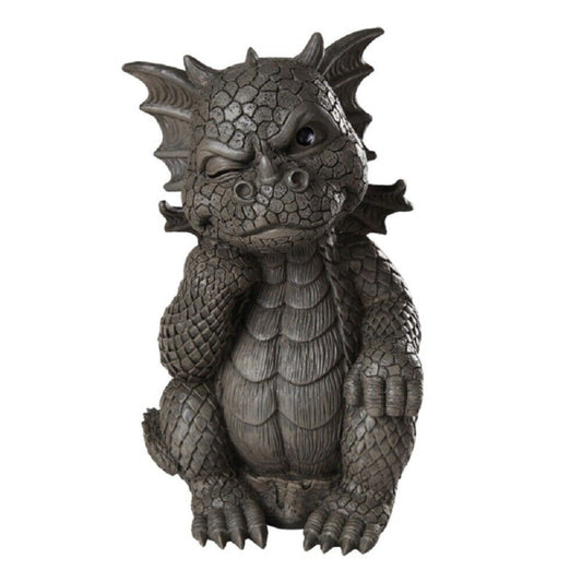 Thinker Dragon Garden Display Decorative Accent Statue Sculpture Resin Stone Look 10 inches Tall