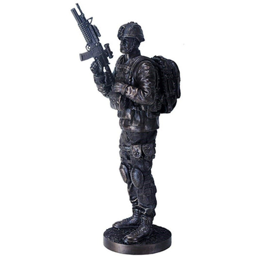 Black Navy Seals Figurine on Guard with Rifle and Full Gear 14 inch