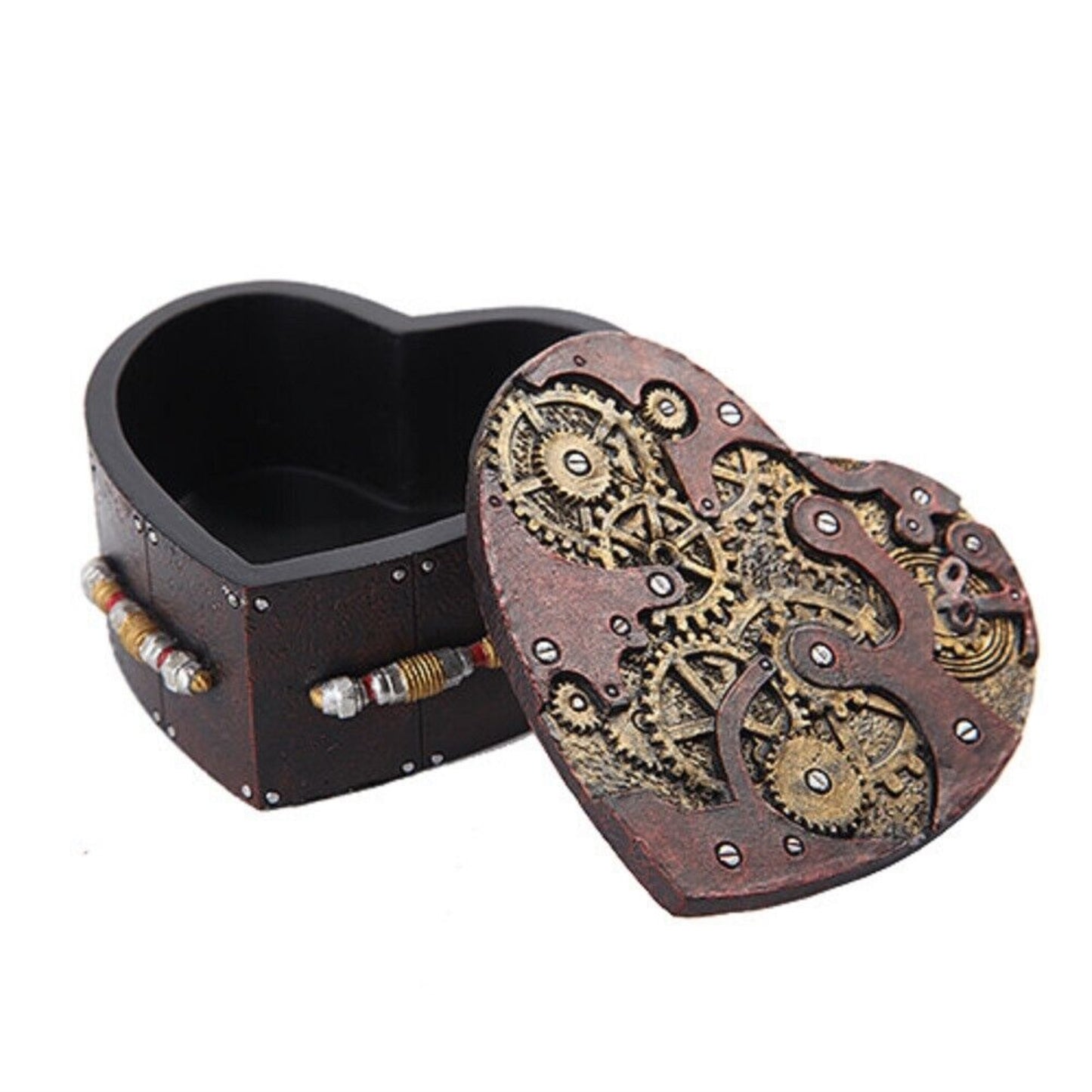 Steampunk Mechanical Heart Shaped Jewelry Trinket Keepsake Box with Lid