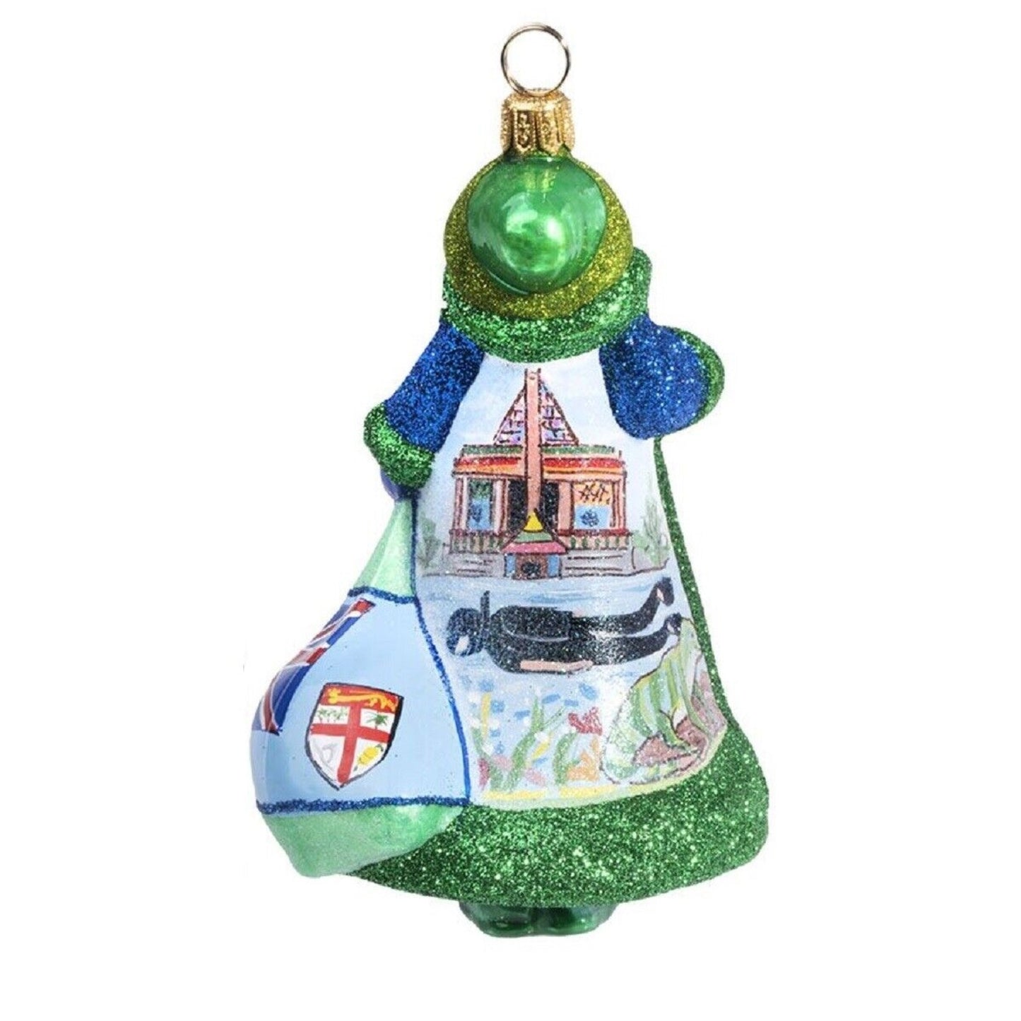 Glitterazzi Fiji Santa Polish Glass Christmas Ornament