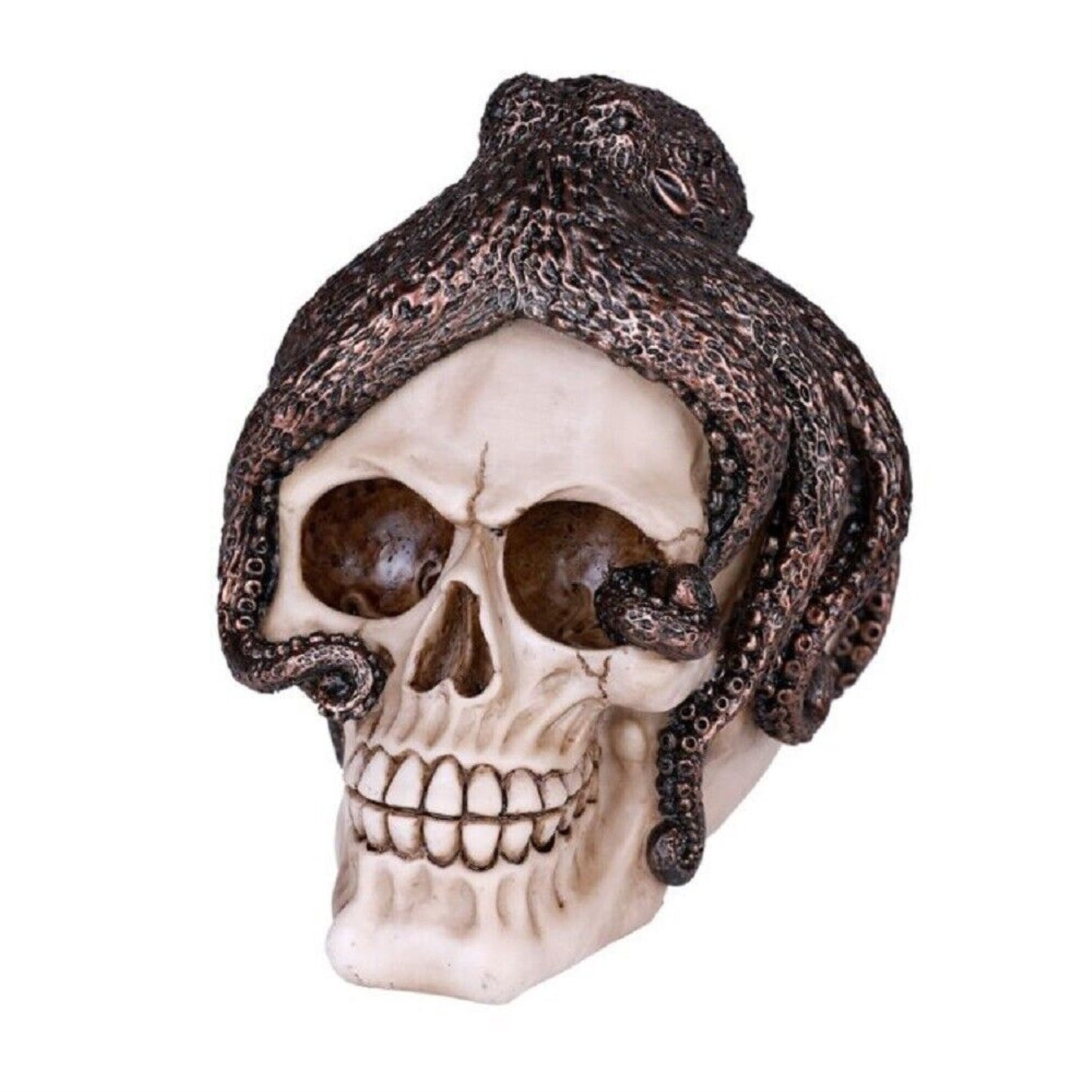 Skeleton Skull with Octopus Figurine 6 inch